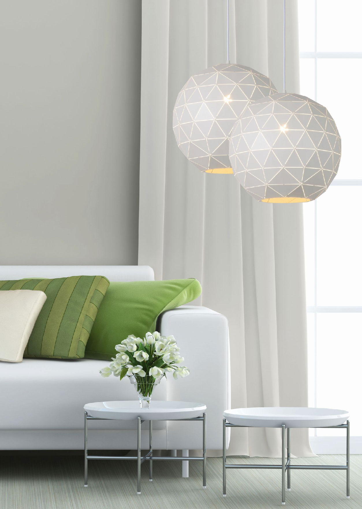 Lucide OTONA - Pendant lamp - White - E27 - 1 x 60W excl.